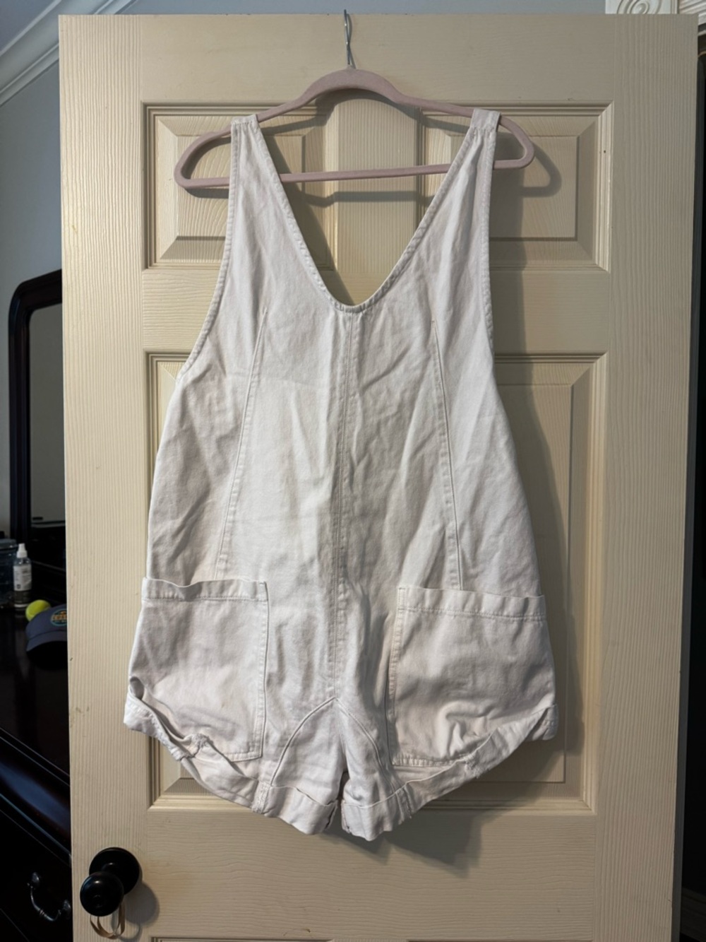 Free People white cotton romper with strap detail